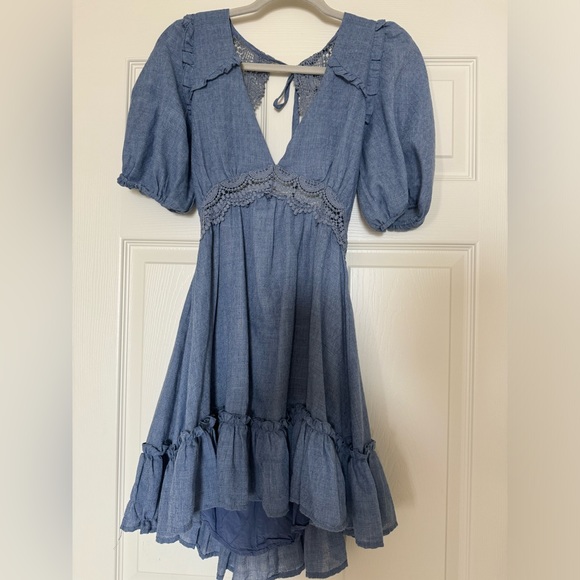 Lulus Blue Ruffle Dress - Picture 2 of 5